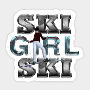 Ski Girl Ski Sticker